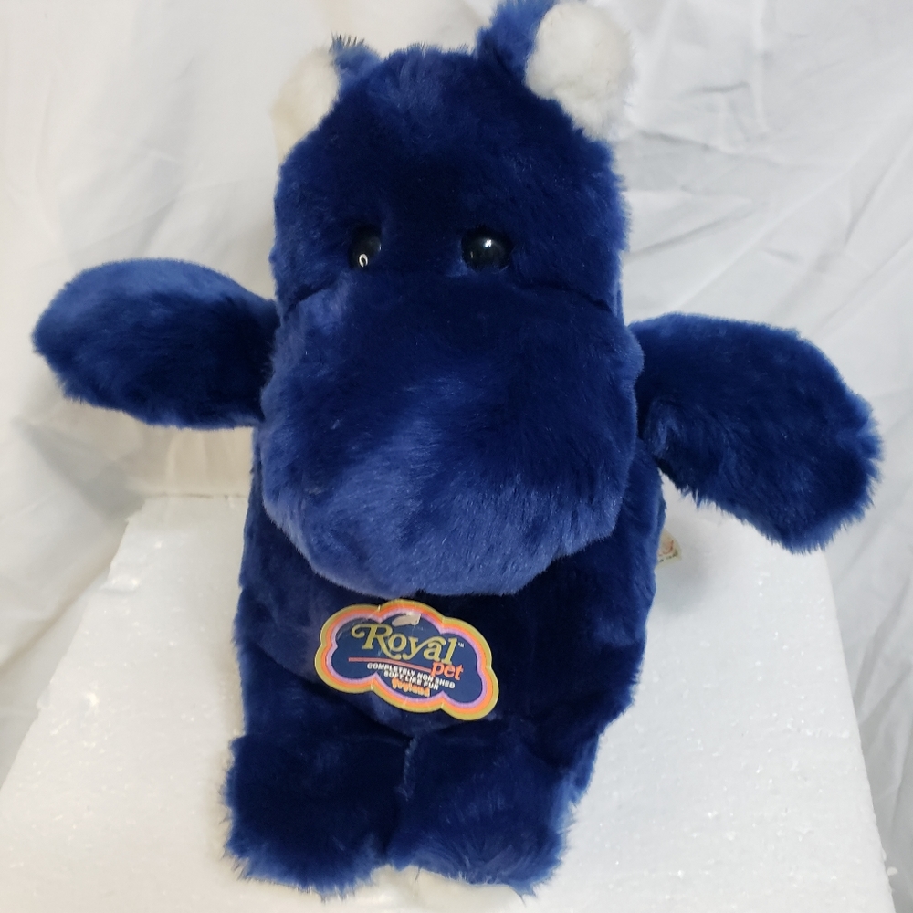 12" royal pet plush hippo non shed faux fur (ys)